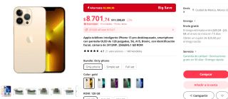 iPhone 13 Pro 128GB por $7,352 en AliExpress con voucher