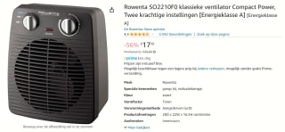 Rowenta SO2210F0 Compact Power ventlator/kachel voor €17,50 bij Amazon
