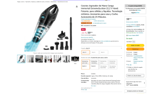 Aspirador Cecotec de mano Conga Immortal Extreme Suction 22,2 V Hand por 38,93€