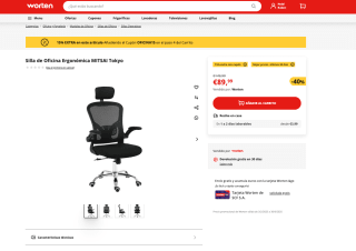 Silla de Oficina Ergonómica MITSAI Tokyo por solo 76,49€