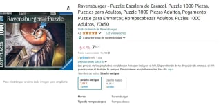 Puzzle marca Ravensburger Escalera de Caracol de 1000 Piezas por 7,52