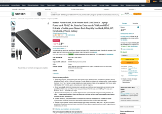 Baseus Power Bank 65W Power Bank 20000mAh por solo 29,74€