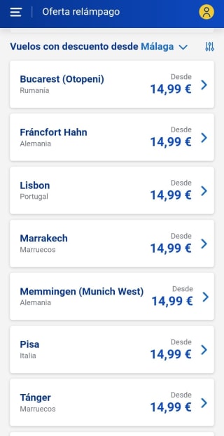 Vuelos Relámpago con Ryanair desde 16,99€.