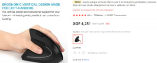 Souris filaire sans fil ergonomique pour droitier à 6,42€