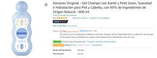 3 Botes de Denenes Original - Gel Champú con Karité y Petit Grain, Suavidad e Hidratación para Piel y Cabello, con 93% de Ingredientes de Origen Natural - 600 ml por 7.5€