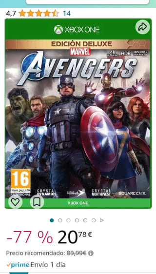 Marvel's Avengers - Xbox One (Edición Deluxe) por 19,72€.
