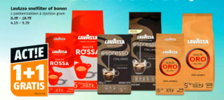 LavAzza Snelfilter of bonen 1+1 gratis bij POIESZ
