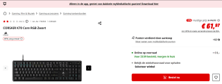 Corsair K70 RGB CORE toetsenbord voor €61,97 bij de mediamarkt