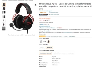Cascos gaming HyperX Cloud Alpha por sólo 49,99€