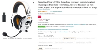 Razer BlackShark V2 Pro Gaming Headset - Rainbow Six Ed. voor €109,99 bij Amazon