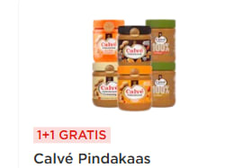 1+1 gratis op alle Calvé pindakaas 350g bij de Plus
