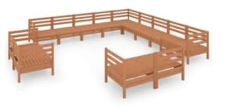 Juego muebles de Jardín 13 Pzas madera maciza Pino Marrón Miel Vidaxl por 184€