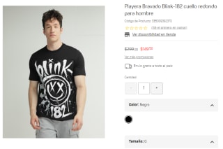 Playera Bravado Blink-182 por $150 en Suburbia
