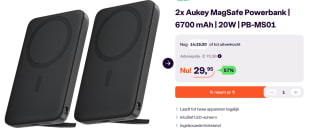 Aukey Magnetic powerbank PB-MS01 6700mAh 15W (black) Powerbank voor €29,95 bij Ibood
