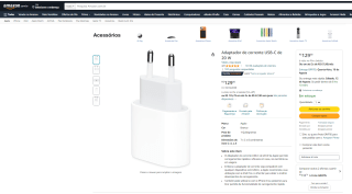 Carregador do tipo USB-C de 20W para aparelhos da Apple - R$ 129