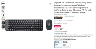 Logitech MK220 Combo con Teclado y Ratón Inalámbrico por 12,95€