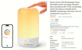 Homekit Smat Wifi Tafellamp/nachtlampje voor €22,99 bij Amazon