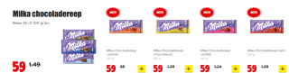 Alle smaken Milka chocoladerepen voor €0.59 bij DIRK