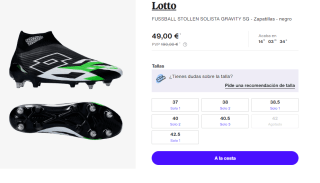 Botas de Futbol Lotto FUSSBALL STOLLEN SOLISTA GRAVITY SG por 49€