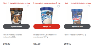 Helados al 4x2 en Soriana