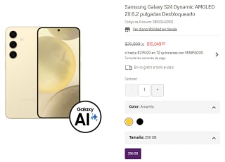 Samsung Galaxy S24 256GB por $10,049 en Suburbia
