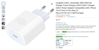 Cargador Rápido 20W USB C por 5,99€
