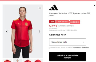Camiseta de fútbol para mujer España 2020 por 17.97€