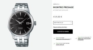 Montre homme Seiko presage automatique acier à 419€