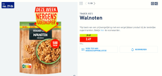 500 gram walnoten voor €3,49 bij de Aldi