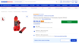 Macaco Hidráulico de 3 Toneladas da marca Sparta - R$ 59,19