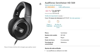 Audífonos Sennheiser HD 569 por $2,074 en Amazon