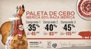Paleta de cebo Ibérica 5/5,5 kg por 47,16 €/unidad (3 unidades máximo descuento, diferentes pesos disponibles )