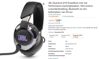 JBL Quantum 810 - Gaming Headset voor €109bij Amazon