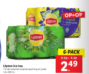6-pack Lipton Ice Tea (Green) voor €2,49 bij de Lidl