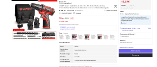 Taladro inalambrico de 12V WS-3012-B2P 12 V / 2 baterías a solo 12,27€