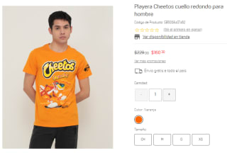 Playera Cheetos Cuello Redondo Hombre por $160 en Liverpool