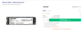 Patriot P300 128GB SSD voor €9,79 via Azerty