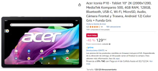 Tablet - Acer Iconia Tab P10-11-K4DK, 10.4" IPS 2K Ultra Wide, 6GB RAM, 128GB eMMC, MTK MT8183, Android por 129.99€