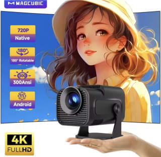 PROYECTOR HY320 Mini nuevo nativo 720P Android 11 4K 300ANSI Wifi6 BT5.0 cine portátil al aire libre 180 ° Proyector giratorio por 36,98€