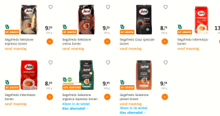 1+1 gratis op Segafredo Intermezzo koffiebonen bij AH