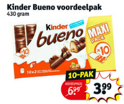 10-Pack Kinder Bueno voor €3,99 bij Kruidvat