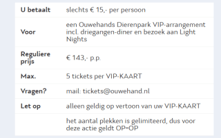 Ouwehands Dierenpark VIP-arrangement bij meespelen VriendenLoterij met je VIP-KAART