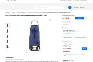 Carro con Ruedas Giratorias Plegable de Aluminio ROLSER Azul por 8,80€