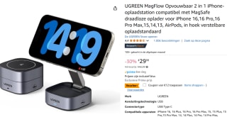 UGREEN Opvouwbaar 2 in 1 iPhone-oplaadstation compatibel met MagSafe voor €17,99 bij Amazon
