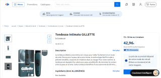 Tondeuse Gillette Intimate (Via 45,07€ fidélité + ODR 15€) à 42,96€