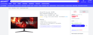 Ecran PC incurvé 34" Acer Nitro XZ340CUHbiiphx - UWQHD à 199,99€