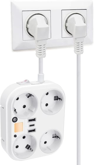 Elecoutek 8 en 1 Regletas Enchufes Multiple con USB por 15,49€