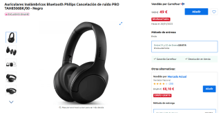 Auriculares Philips TAH8506BK/00 Inalámbricos Bluetooth Cancelación de ruido por 49€