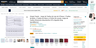 Utopia Towels - Juego de 8 Toallas de Lujo por 26,99€