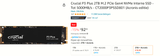 Crucial P3 Plus SSD 2 TB M.2 2280 PCIe 4.0 NVMe - interne solid-state-module voor €92,99 bij Amazon